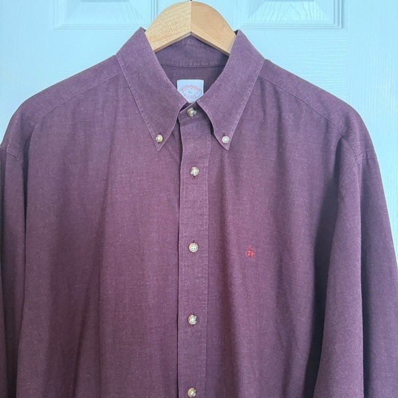 Brooks Brother Madison Fit 100% Cotton Red Casual Button Down Shirt XL - Picture 2 of 7